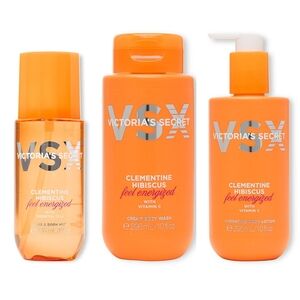 Victoria's Secret VSX Beauty Clementine Hibiscus Body Wash, Lotion, & Mist Set